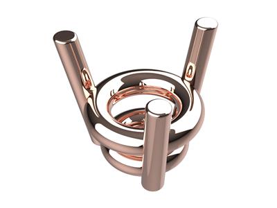 Chaton 3D, 3 griffes double bâte pour pierre ronde de 3 mm, Or rouge 18k. Réf. 10300 - Image Standard - 1