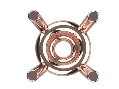 Chaton 3D, 4 griffes double bâte pour pierre ronde de 3,60 mm, Or rouge 18k. Réf. 10400 - Image Standard - 3