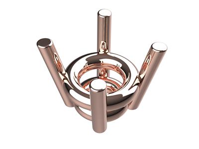 Chaton 3D, 4 griffes double bâte pour pierre ronde de 4,60 mm, Or rouge 18k. Réf. 10400 - Image Standard - 1