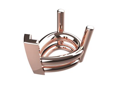 Chaton 3D, 3 griffes double bâte pour pierre poire 7 x 5,50 mm, Or Rouge 18k. Réf. 10350 - Image Standard - 1