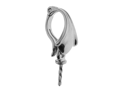 Bélière clip pour perle de 5 à 9 mm, Or gris 18k rhodié. Réf. PEC014