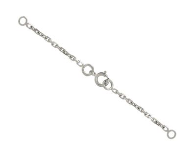 Chaînette de sureté pour collier, maille Forçat limée 1,47 mm, 6 cm, Or gris 18k rhodié