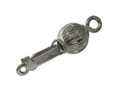 Fermoir imperdable, boule cotelée 6 mm, Or gris 18k Pd 6,5 - Image Standard - 3