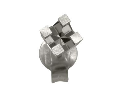 Boucle d'oreille prête à sertir 4 griffes carrées, pour pierre de 2,40 mm, Or gris 18k rhodié, la pièce - Image Standard - 3