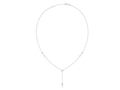 Collier Y maille Forçat,  pendant, avec supports pour pour perles et pour pierres de 0,03 ct, 413 cm, Or gris 18k