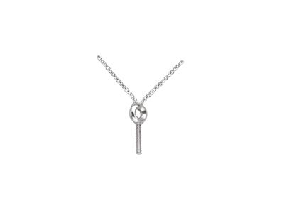 Collier maille Forçat, avec support tige pour perle et chaton pour pierre de 0,03 ct, 45 cm, Or gris 18k - Image Standard - 2