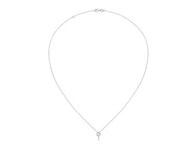Collier maille Forçat, avec support tige pour perle et chaton pour pierre de 0,10 ct, 423 cm, Or gris 18k