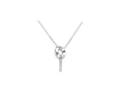Collier maille Forçat, avec support tige pour perle et chaton pour pierre de 0,10 ct, 42+3 cm, Or gris 18k - Image Standard - 3