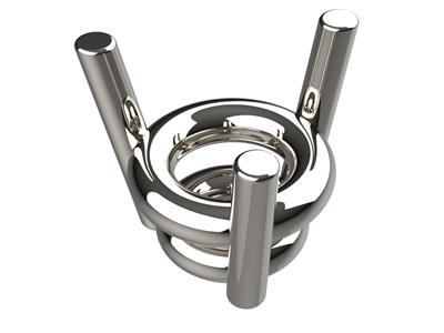 Chaton 3D, 3 griffes double bâte pour pierre ronde de 3 mm, Or gris 18k Pd13. Réf. 10300 - Image Standard - 1