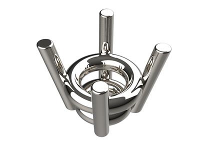 Chaton 3D, 4 griffes double bâte pour pierre ronde de 2,8 mm, Or gris 18k Pd13. Réf. 10400