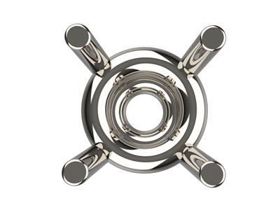 Chaton 3D, 4 griffes double bâte pour pierre ronde de 3,40 mm, Or gris 18k Pd13. Réf. 10400 - Image Standard - 3