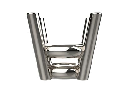 Chaton 3D, 4 griffes double bâte pour pierre ronde de 5,20 mm, Or gris 18k Pd13. Réf. 10400 - Image Standard - 2