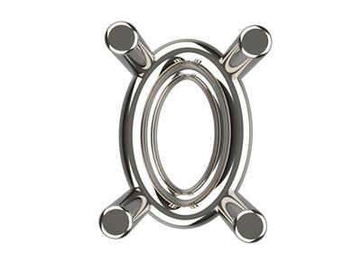 Chaton 3D, 4 griffes double bâte pour pierre ovale 5 x 3 mm, Or gris 18k Pd13. Réf. 10450 - Image Standard - 3