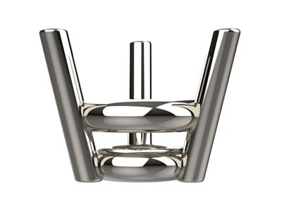 Chaton 3D, 3 griffes double bâte pour pierre ronde de 4,4 mm, Or gris 18k. Réf. 10300 - Image Standard - 2