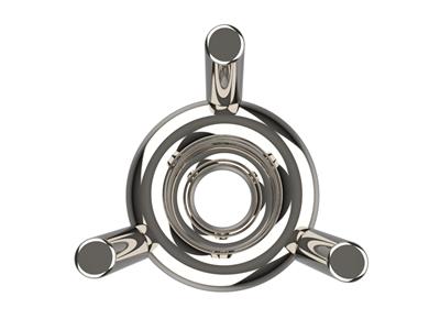 Chaton 3D, 3 griffes double bâte pour pierre ronde de 6 mm, Or gris 18k. Réf. 10300 - Image Standard - 3