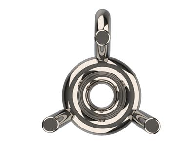 Chaton 3D, 3 griffes double bâte avec bélière pour pierre ronde de 4,6 mm, Or gris 18k. Réf. 10310 - Image Standard - 3