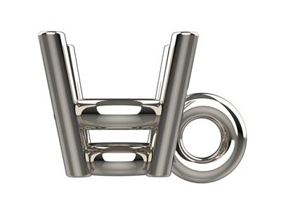 Chaton 3D, 4 griffes double bâte avec bélière pour pierre ronde de 2,8 mm, Or gris 18k. Réf. 10410 - Image Standard - 2