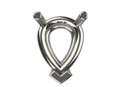 Chaton 3D, 3 griffes double bâte pour pierre poire de 5 x 4 mm, Or gris 18k. Réf. 10350 - Image Standard - 3