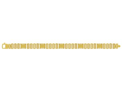 Bracelet Homme mailles et plaques carrées 10 mm, satinépoli, 21 cm, Or jaune 18k