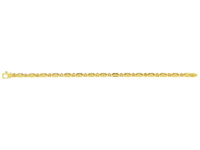 Bracelet fin mailles articulées creux 4 mm, 18,5 cm, Or jaune 18k