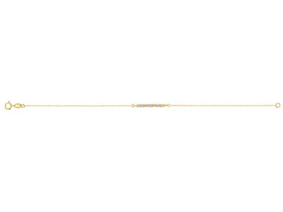 Bracelet Boules 3 Ors 2,20 mm sur chaîne boule, 18 cm, Or jaune 18k