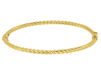 Bracelet Jonc creux torsadé 3mm, 55 x 65 mm, Or jaune 18k