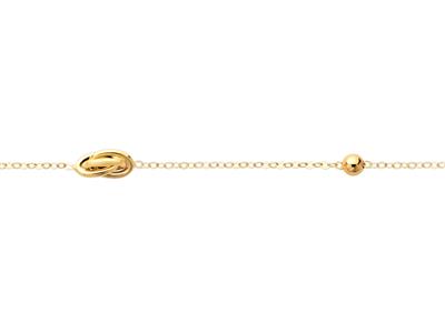 Bracelet Noeud et 2 boules sur chaîne Forçat 6 mm, 19 cm, Or jaune 18k - Image Standard - 2