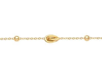 Bracelet 3 Noeuds et 2 boules sur chaîne Forçat 6 mm, 19 cm, Or jaune 18k - Image Standard - 2