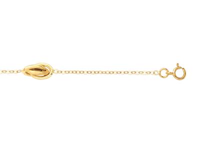 Bracelet 3 Noeuds sur chaîne Forçat 6 mm, 19 cm, Or jaune 18k - Image Standard - 2