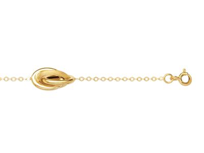 Bracelet 3 Noeuds sur chaîne Forçat 8 mm, 19 cm, Or jaune 18k - Image Standard - 2