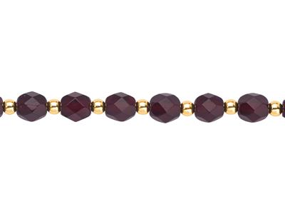 Bracelet Boules 4 mm, cristal Grenat 6 mm, 19 cm, Or jaune 18k - Image Standard - 2