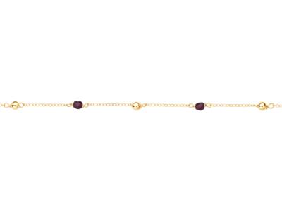 Bracelet chaîne 2 boules et 2 cristaux Grenat 4 mm, 19 cm, Or jaune 18k - Image Standard - 2