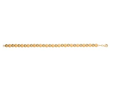 Bracelet Boules 6 mm légères alternées 11 lisses et laser, 19 cm, Or jaune 18k
