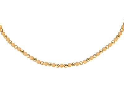 Collier Boules 8 mm légères alternées 11 lisses et laser, 45 cm, Or jaune 18k