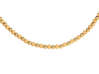 Collier Boules 10 mm légères alternées 11 lisses et laser, 50 cm, Or jaune 18k