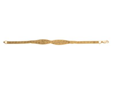 Bracelet Pop corn 2 rangs torsadés en chute 10 mm, 19 cm, Or jaune 18k