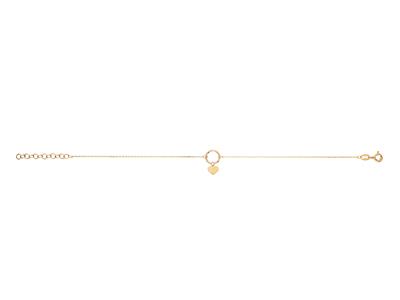 Bracelet Cercle et Coeur pampilles, 173 cm, Or jaune 18k