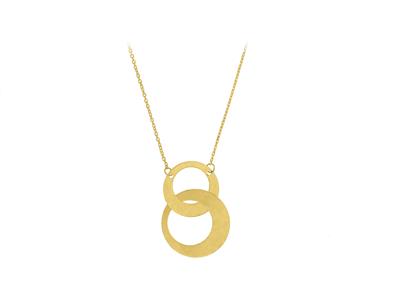 Collier 2 cercles asymétriques en chute, 423 cm, Or jaune 18k