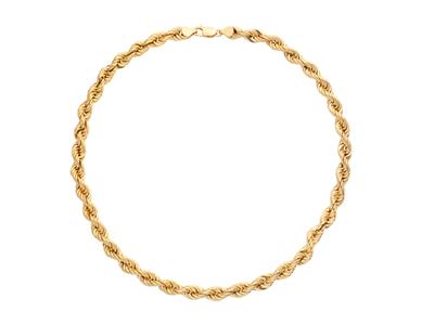 Collier Corde creuse 7,50 mm, 80 cm, Or jaune 18k