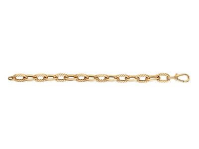 Bracelet maille Ovale creuse alternée Lisse godonnée, 20,50 cm, Or jaune 18k