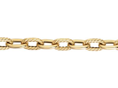 Bracelet maille Ovale creuse alternée Lisse godonnée, 20,50 cm, Or jaune 18k - Image Standard - 2