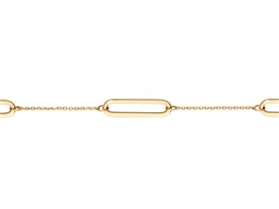 Bracelet 3 mailles rectangles creuses sur chaîne, 16+3 cm, Or jaune 18k - Image Standard - 2