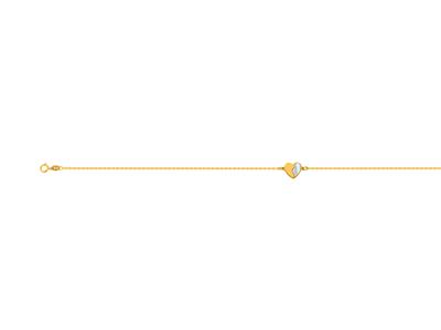 Chaîne de cheville motif coeur moitié nacre sur chaîne, 253 cm, Or jaune 18k