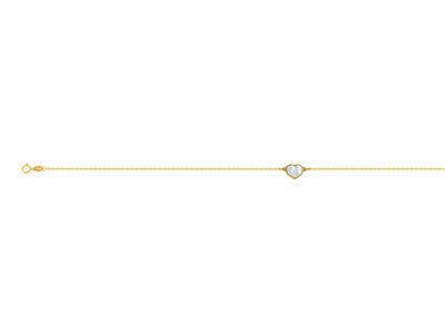 Chaîne de cheville motif coeur nacre sur chaîne, 25.3 cm, Or jaune 18k - Image Standard - 1