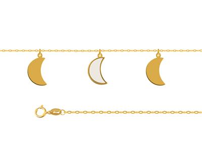 Chaîne de cheville 3 motifs lune sur chaîne, 25+3 cm, Or jaune 18k - Image Standard - 2