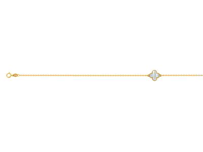 Chaîne de cheville motif coeur nacre sur chaîne, 25+3 cm, Or jaune 18k - Image Standard - 1
