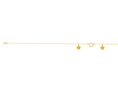 Chaîne de cheville 3 motifs étoiles sur chaîne, 25+3 cm, Or jaune 18k - Image Standard - 1