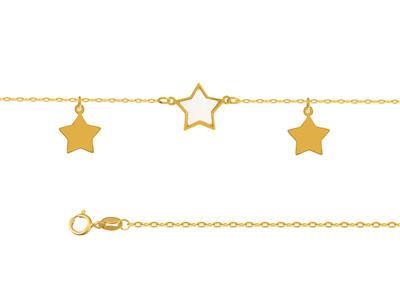 Chaîne de cheville 3 motifs étoiles sur chaîne, 25+3 cm, Or jaune 18k - Image Standard - 2