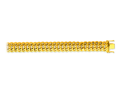 Bracelet maille Américaine 14 mm, 19 cm, Or jaune 18k