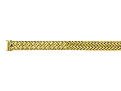 Bracelet maille Polonaise réversible 15 mm, 19 cm, Or jaune 18k. Réf. 1318